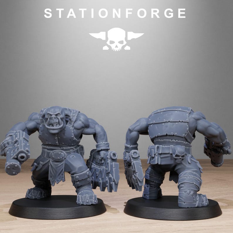 Orks Orkaz Bros Infantry | Station Forge 16k Resin Miniatures | 28mm 32mm Tabletop Wargaming | Unpainted image 3