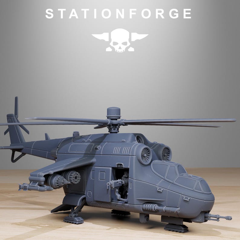 Helicóptero Grimguard / Station Forge 16k Miniaturas de resina / 28 mm 32 mm Juegos de guerra de mesa / Sin pintar imagen 5