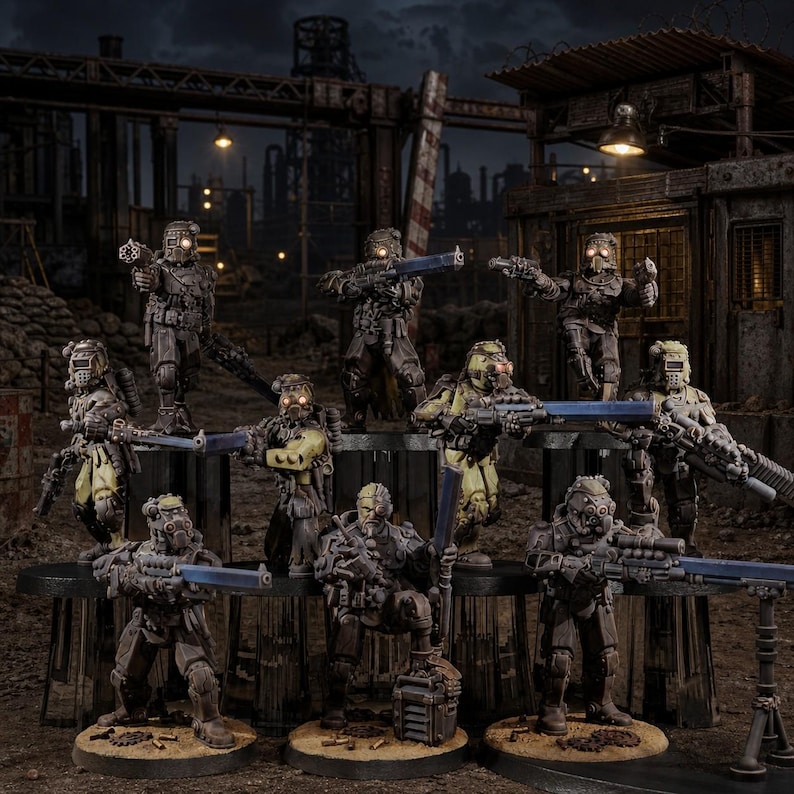 Scavenger Security Patrol | Station Forge 16k Resin Miniatures | 28mm 32mm Tabletop Wargaming | Unpainted image 1