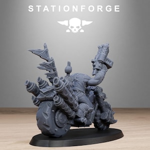 Orks Orkaz Bikers | Station Forge 16k Resin Miniatures | 28 mm 32 mm Tabletop Wargaming | Ongeverfd afbeelding 8