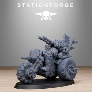 Orks Orkaz Bikers | Station Forge 16k Resin Miniatures | 28 mm 32 mm Tabletop Wargaming | Ongeverfd afbeelding 6
