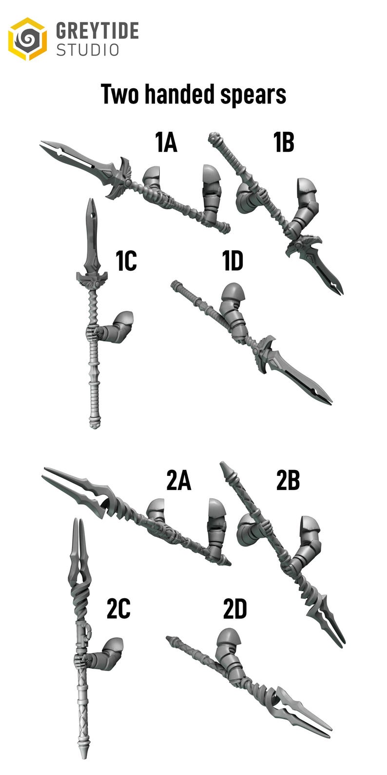 Crimson Lords - Two handed spears #1 - 16k Resin - GreyTide Studio - Blood / Space Warriors / Bitz / Tabletop / Wargaming / Grimdark image 2