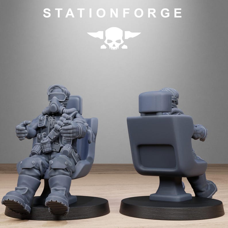 Pilot Commanders | Station Forge 16k Resin Miniatures | 28mm 32mm Tabletop Wargaming | Unpainted image 9