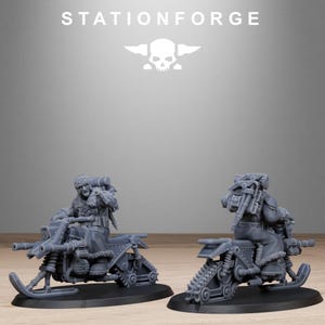 Motociclistas de nieve de la Guardia Gélida / Miniaturas de resina Station Forge 16k / 28 mm 32 mm para juegos de mesa / Sin pintar imagen 3