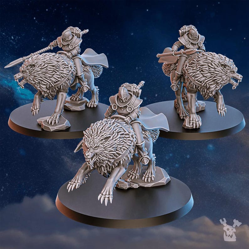 Stormpride Wolf Riders | 16k Resin Miniatures | 28mm 32mm Tabletop Wargaming | Unpainted image 9