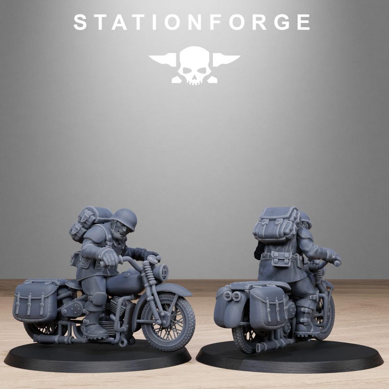 Freeguard Bikers | Station Forge 16k Resin Miniatures | 28mm 32mm Tabletop Wargaming | Unpainted image 5