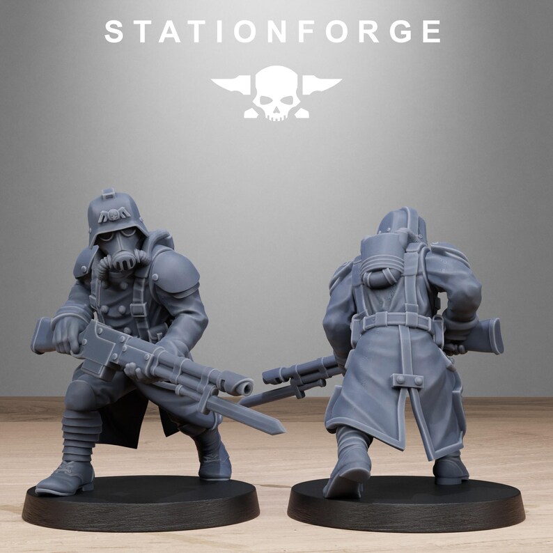 GrimGuard Shovel Trenches | Station Forge 16k Resin Miniatyrer | 28 mm 32 mm Bordsskiva Krigsspel | Omålad bild 8