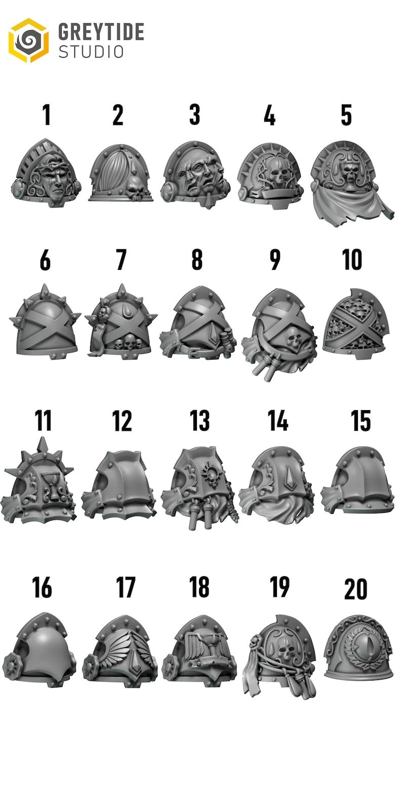 Crimson Lords – Schulterpanzer Nr. 2 – 16k Resin – GreyTide Studio – Blood / Space Warriors / Bitz / Tabletop / Wargaming / Grimdark Bild 3
