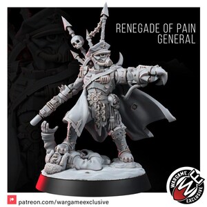Chaos Renegades Of Pain General | 16k Resin Miniatures | 28mm 32mm Tabletop Wargaming | Unpainted image 9
