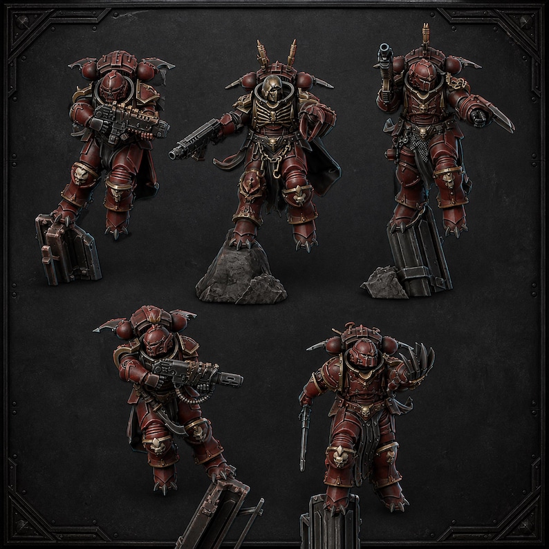 Indivisible Legion Warriors – Modulares 5-Modell-Trupp-Set, 16K Resin-Miniatur Bild 1