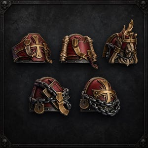 Pactum Aeternum Crusader Shoulders - 16k Resin - DakkaDakka - Templar Warriors / Bitz / Bordsskiva / Wargaming / Grimdark bild 1