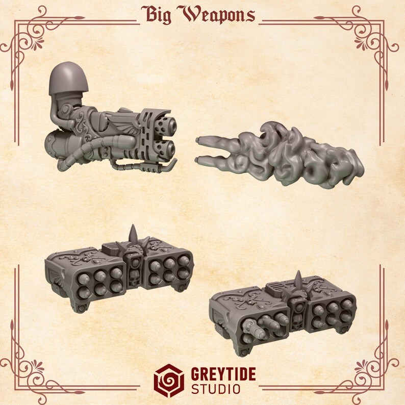 Crimson Lords - Big Armor Heavy Weapons - 16k Resin - GreyTide Studio - Blood / Space Warriors / Bitz / Tabletop / Wargaming / Grimdark image 2