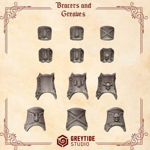 Crimson Lords - Armbeschermers en beenbeschermers - 16k hars - GreyTide Studio - Bloed / Space Warriors / Onderdelen / Tabletop / Wargaming / Grimdark afbeelding 2