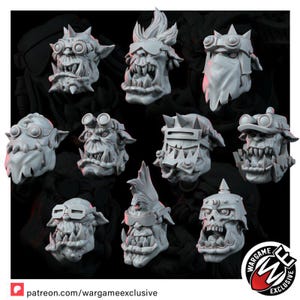 Conjunto de Cabeças de Ork | Miniaturas de Resina 16k | 28 mm e 32 mm para Jogos de Guerra de Mesa | Sem Pintura imagem 7