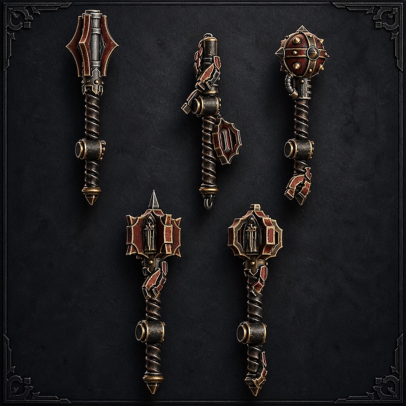 Pactum Aeternum Knight Maces - 16k Resin - DakkaDakka - Templar Warriors / Bitz / Bordsskiva / Wargaming / Grimdark bild 1