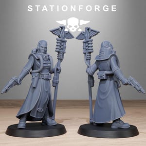 Grimcorp Seers | Station Forge 16k Resin Miniatures | 28 mm 32 mm Tabletop Wargaming | Ongeverfd afbeelding 3