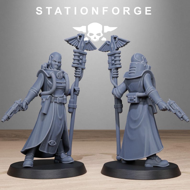 Grimcorp Seers | Station Forge 16k Resin Miniatures | 28 mm 32 mm Tabletop Wargaming | Ongeverfd afbeelding 3