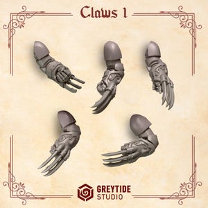 Crimson Lords - Claws #1 - 16k Resin - GreyTide Studio - Blood / Space Warriors / Bitz / Tabletop / Wargaming / Grimdark afbeelding 2