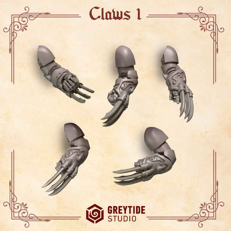Crimson Lords - Claws #1 - 16k Resin - GreyTide Studio - Blood / Space Warriors / Bitz / Tabletop / Wargaming / Grimdark afbeelding 2