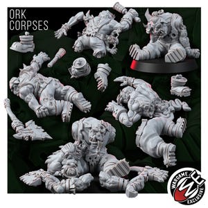 Ork Corpses Battlefield Set | 16k Resin Miniatures | 28 mm 32 mm Tabletop Wargaming | Ongeverfd afbeelding 3