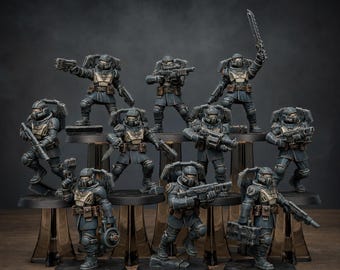 Vaskar Jump Squad | Station Forge 16k Resin Miniatures | 28mm 32mm Tabletop Wargaming | Unpainted