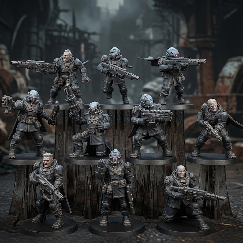 Vaskar Freedom Fighters | Station Forge 16k Resin Miniatyrer | 28 mm 32 mm Bordsspel Krigsspel | Omålad bild 1