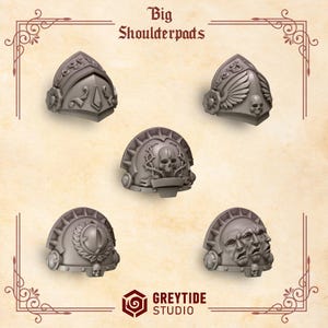Crimson Lords - Schouderstukken voor grote pantsers - 16k hars - GreyTide Studio - Bloed / Space Warriors / Onderdelen / Tabletop / Wargaming / Grimdark afbeelding 2