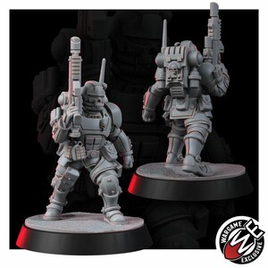 Space Knights Urban Storm Squad | 16k Resin Miniatures | 28mm 32mm Tabletop Wargaming | Unpainted image 3