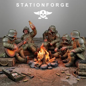Grimguard Comrades | Station Forge 16k Resin Miniatures | 28mm 32mm Tabletop Wargaming | Unpainted image 1