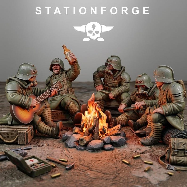 Grimguard Comrades | Station Forge 16k Resin Miniatures | 28mm 32mm Tabletop Wargaming | Unpainted image 1