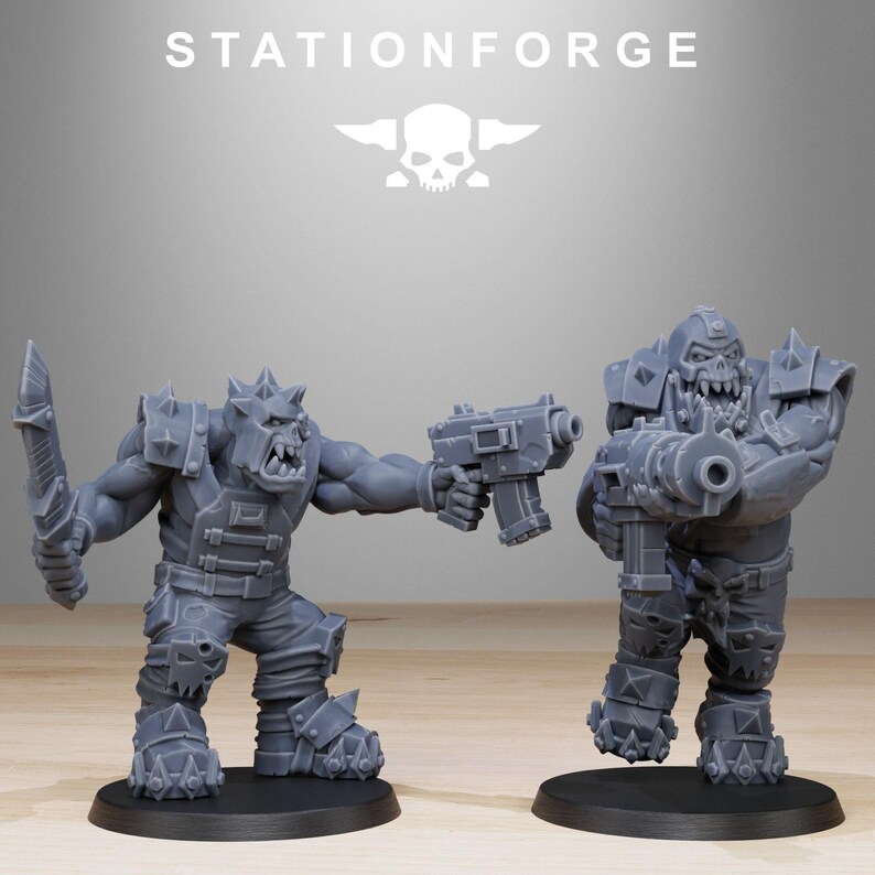 Orks Orkaz Spec Team | Station Forge 16k Resin Miniatures | 28mm 32mm Tabletop Wargaming | Unpainted image 7