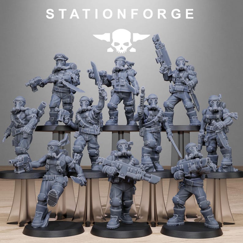 Grimguard Jungle Fighters 2 / Station Forge 16k Resin Miniatures / 28 mm 32 mm Tabletop Wargaming / Sin pintar imagen 2