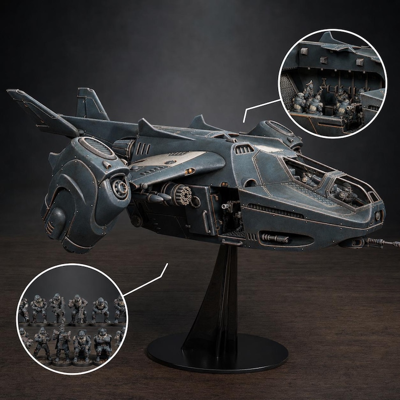 Vaskar Dropship | Station Forge 16k Resin Miniatures | 28mm 32mm Tabletop Wargaming | Unpainted image 1