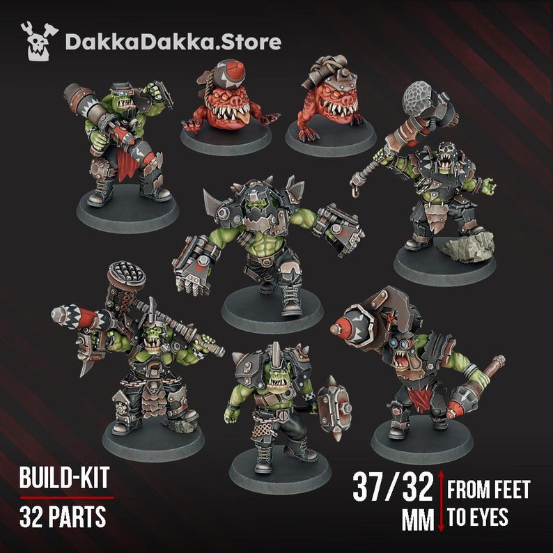 Orcs Head Crackaz Mob | 16k Resin Miniaturen | 28 mm 32 mm Tabletop Wargaming | Unbemalt Bild 2