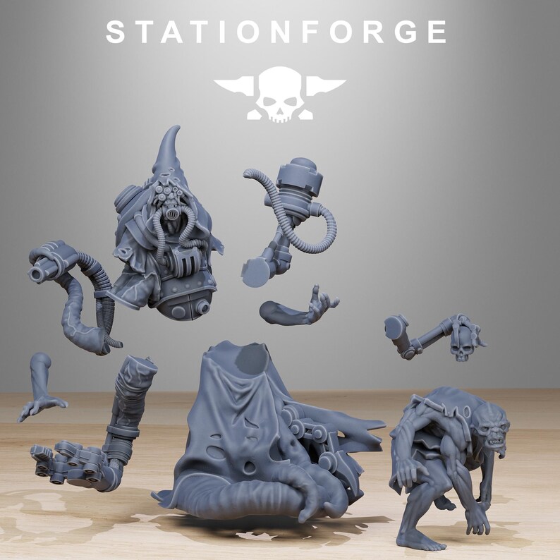 Scavenger Lotharius | Station Forge 16k Resin Miniatures | 28 mm 32 mm Tabletop Wargaming | Ongeverfd afbeelding 2