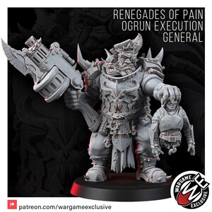 Chaos Renegades Of Pain Ogrun Execution General | 16k Resin Miniatures | 28mm 32mm Tabletop Wargaming | Unpainted image 3