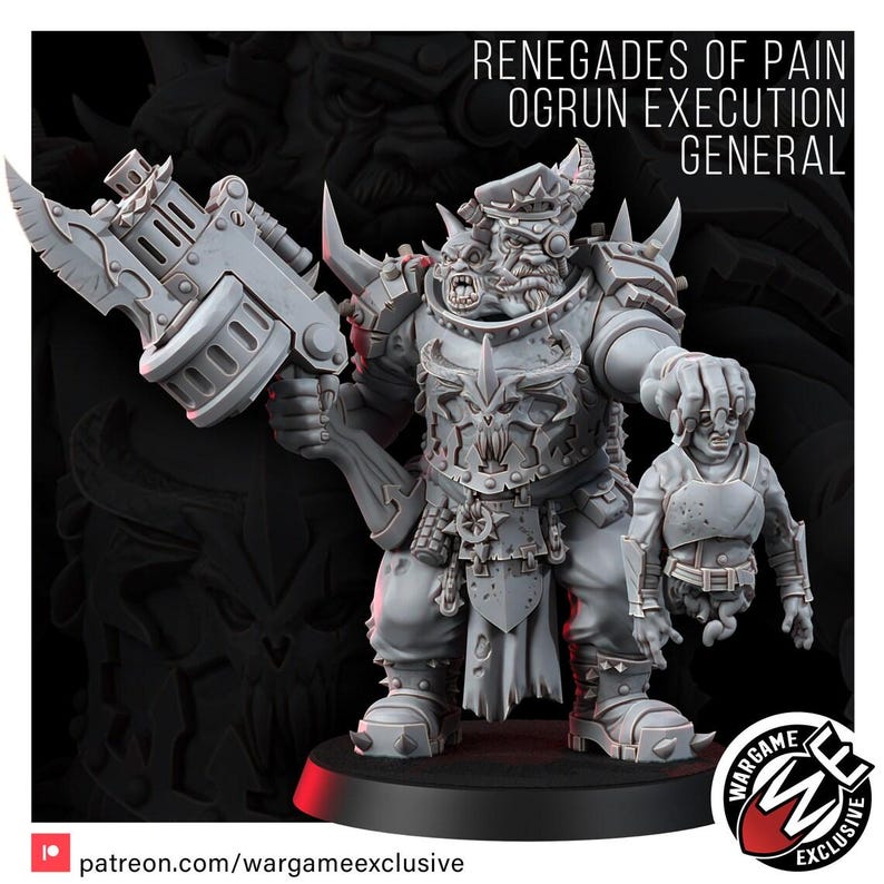 Chaos Renegades Of Pain Ogrun Execution General | 16k Resin Miniatures | 28mm 32mm Tabletop Wargaming | Unpainted image 3