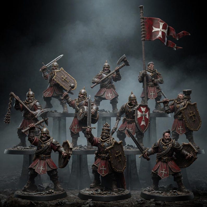 Legacy Thorncrest-Kriegerschar | Station Forge 16k Resinminiaturen | 28 mm/32 mm Tabletop-Wargaming | Unbemalt Bild 1