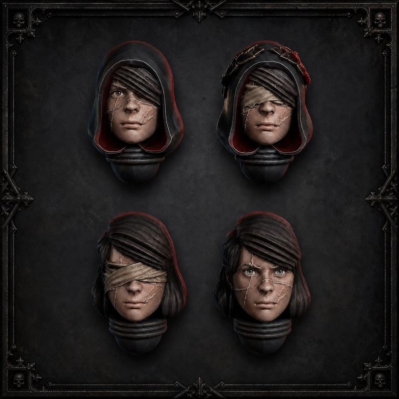 Sisterhood Conversion Heads – 16K Resin Wargaming Bitz (Set of 4) image 1