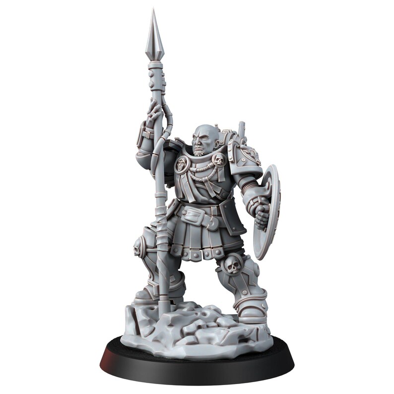 Space Knights Polemarchos | 16k Resin Miniatures | 28mm 32mm Tabletop Wargaming | Unpainted image 3