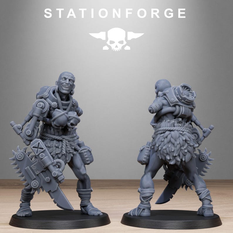 Barbares Techno Sauvages | Figurines en résine Station Forge 16k | 28 mm et 32 mm | Jeux de figurines | Non peintes image 9