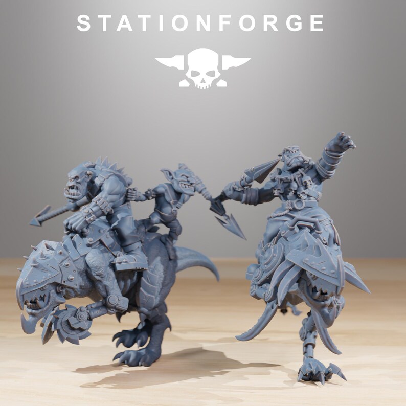 Orks Orkaz Beast Riders | Station Forge 16k Resin Miniatures | 28mm 32mm Tabletop Wargaming | Unpainted image 7