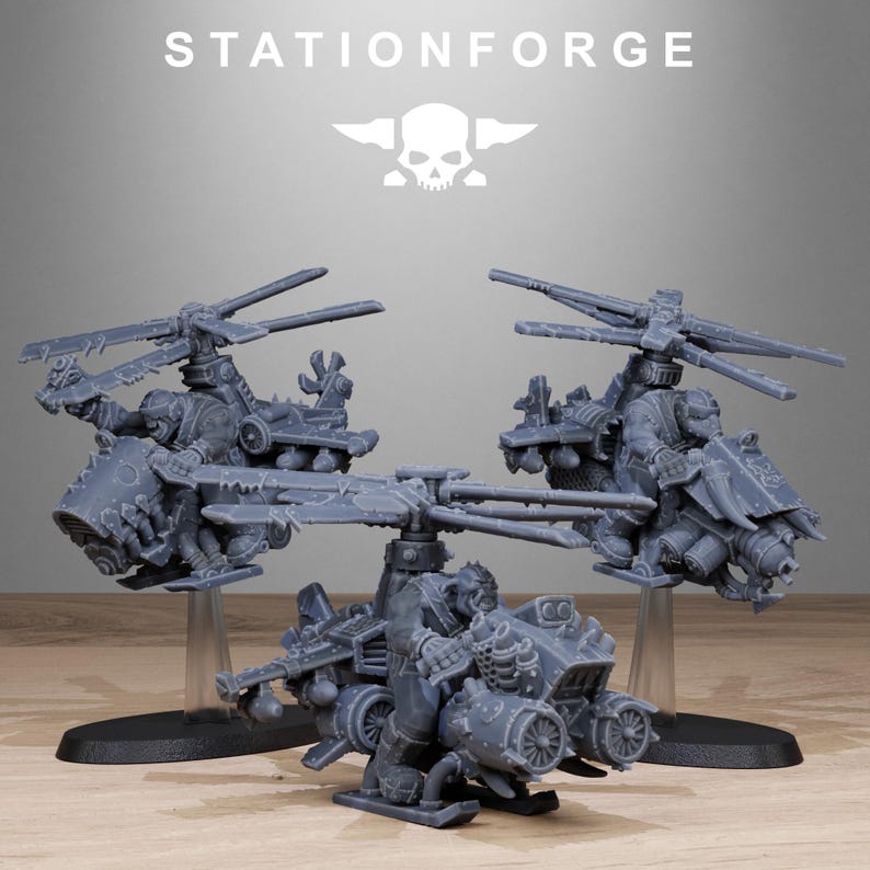 Orks Orkaz Kopters | Station Forge 16k Resin Miniatures | 28mm 32mm Tabletop Wargaming | Unpainted image 2