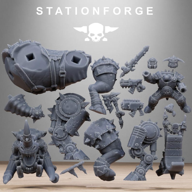 Ork Brast Rider Warlord Miniature | Station Forge 16K Resin | 28mm Tabletop Wargaming image 9