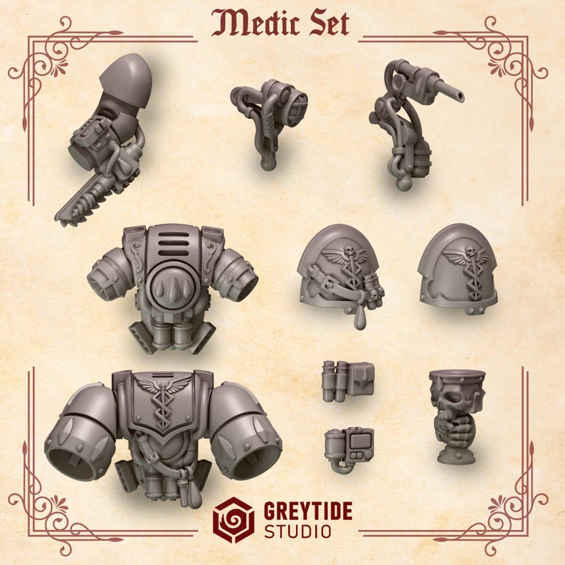 Crimson Lords - Medic - 16k Resin - GreyTide Studio - Blood / Space Warriors / Bitz / Tabletop / Wargaming / Grimdark image 3