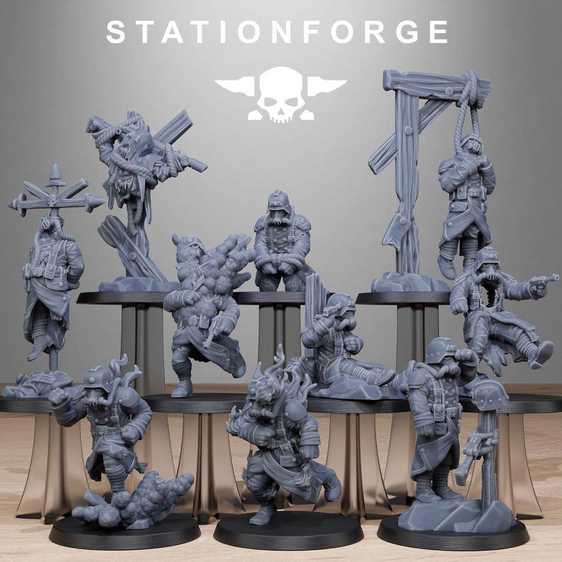 Marcadores de objetivo Grimguard / Miniaturas de resina Station Forge 16k / 28 mm 32 mm Juegos de guerra de mesa / Sin pintar imagen 2