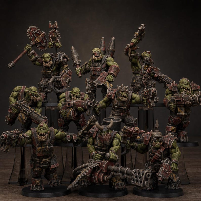 Orks Orkaz Spec Team | Station Forge 16k Resin Miniatures | 28mm 32mm Tabletop Wargaming | Unpainted image 1