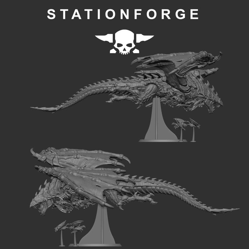 Xenaridendrache | Station Forge 16k Resinminiaturen | 28 mm/32 mm Tabletop-Wargaming | Unbemalt Bild 6