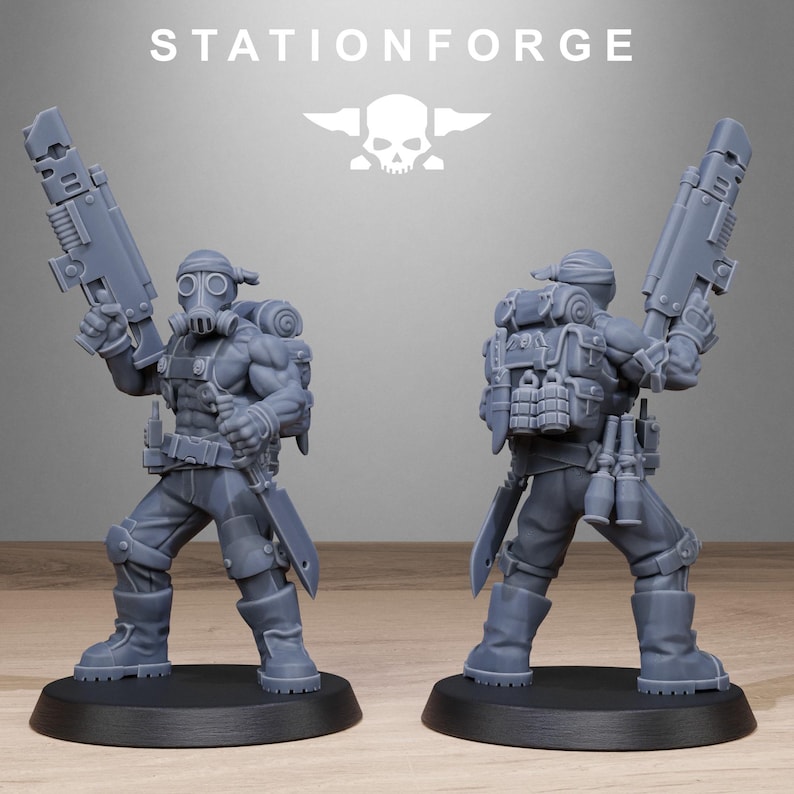 Grimguard Jungle Fighters 2 / Station Forge 16k Resin Miniatures / 28 mm 32 mm Tabletop Wargaming / Sin pintar imagen 5