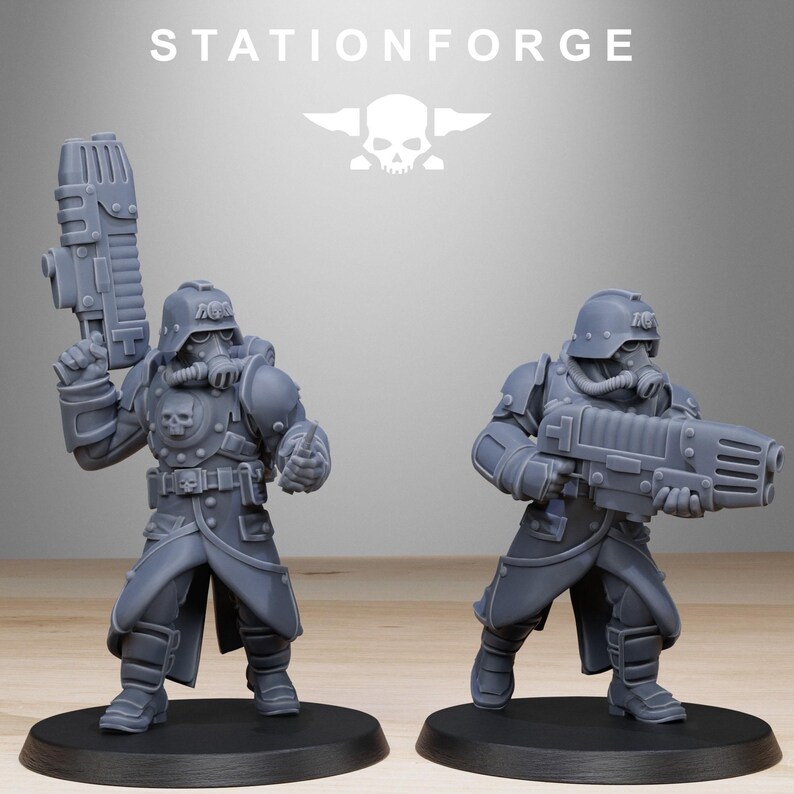Grimguard Bombardiers | Station Forge 16k Resin Miniatures | 28mm 32mm Tabletop Wargaming | Unpainted image 3